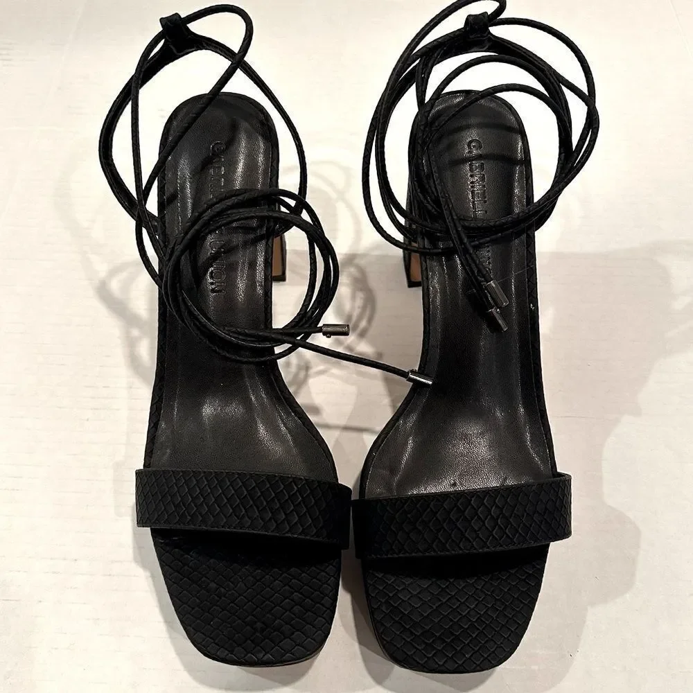 Gabrielle Union Isabella Platform Sandal Women's‎ 8.5 Black Snake Embossed NWT